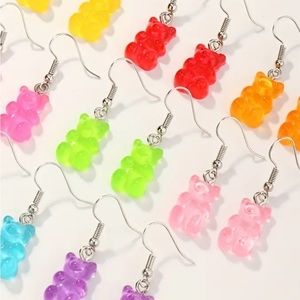 CUTE GUMMY COLOR RESIN DANGLE EARRINGS